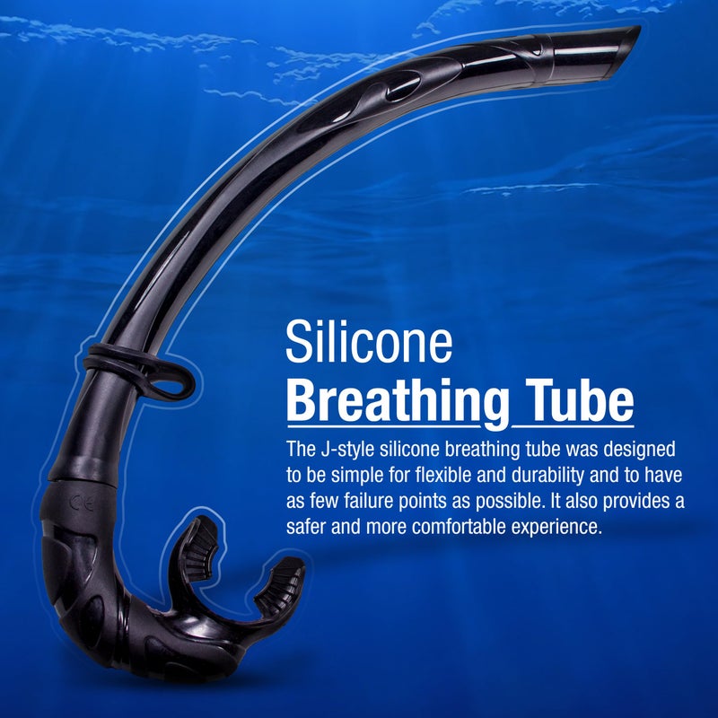 Kraken Aquatics Kraken Aquatics Freediving Snorkel | Flexible Roll Up Snorkel with Compact Storage Case for Scuba Diving, Spearfishing and Snorkeling (Black)  - Image 2