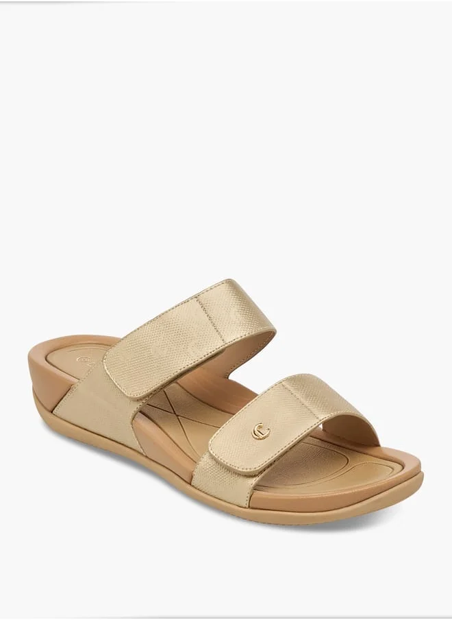 لو كونفورت Women's Velcro Strap Detail Slip-On Sandals