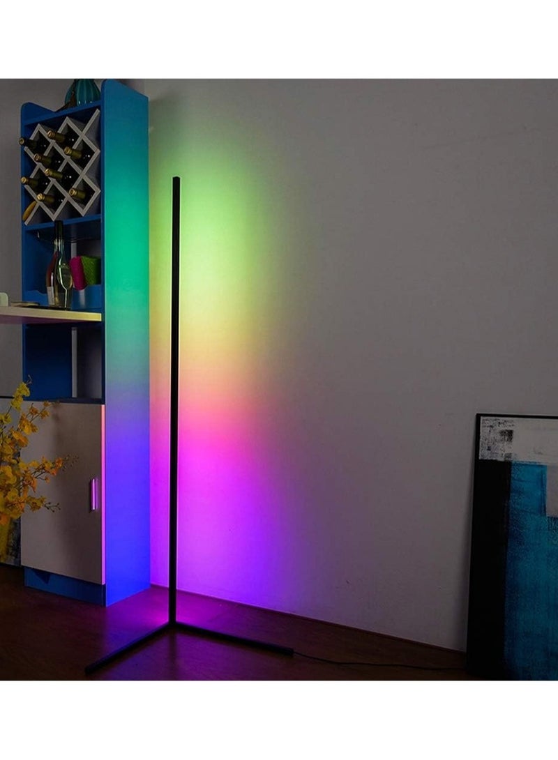 ELTRAZONE مصباح أرضي ذكي RGB، مصباح LED أرضي ضوء خلفية بيئية، تصميم حديث بسيط مع تغيير الألوان، أسود، 142 سم، قابس بريطاني، 20 واط، مناسب لغرفة المعيشة، غرفة النوم وغرفة اللعب DIY - Image 5