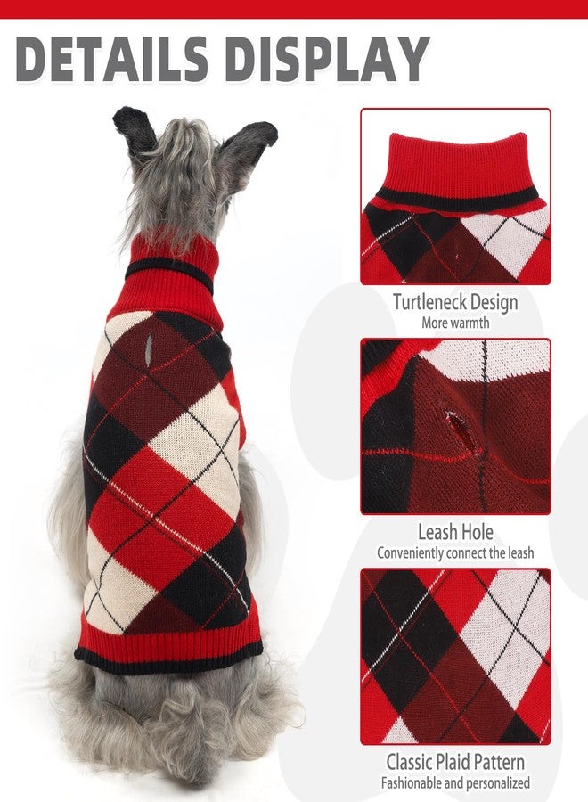 كولتيل كنزة صوفية للكلاب من كولتيل - كنزة كلاسيكية منقوشة بياقة عالية من الصوف الأحمر، مناسبة لعيد الميلاد، مزودة بفتحة للرباط، ملابس شتوية دافئة وسميكة للكلاب الصغيرة والمتوسطة والكبيرة والقطط والجراء، مقاس متوسط - Image 4