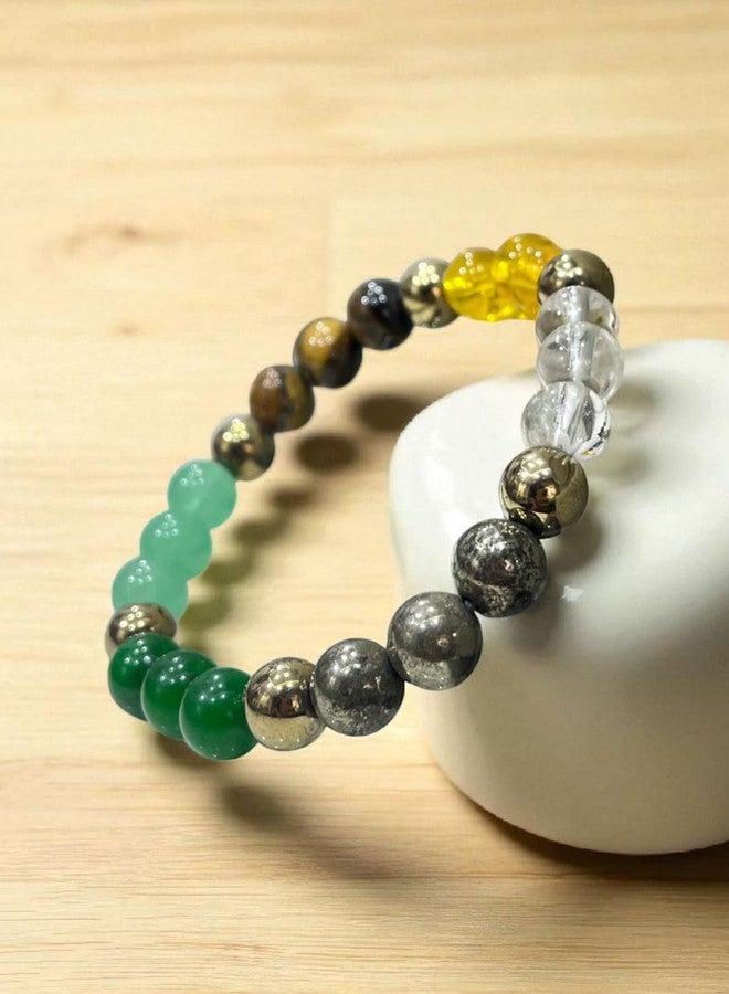 Agatesvibe أساور أغاتسفايب الكريستالية دان يوغا، سوار من حجر البيريت الطبيعي - Image 3