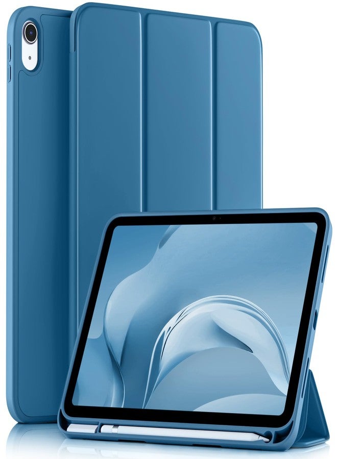 Akkerds جراب Akkerds متوافق مع iPad (A16) الجيل الحادي عشر 11 بوصة 2025، وجراب iPad الجيل العاشر 10.9 بوصة 2022 مع حامل قلم، غطاء حماية ثلاثي الطي رفيع مع ظهر TPU ناعم، لون أزرق ضبابي - Image 1