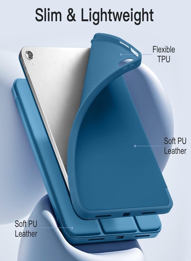 Akkerds جراب Akkerds متوافق مع iPad (A16) الجيل الحادي عشر 11 بوصة 2025، وجراب iPad الجيل العاشر 10.9 بوصة 2022 مع حامل قلم، غطاء حماية ثلاثي الطي رفيع مع ظهر TPU ناعم، لون أزرق ضبابي - Image 5