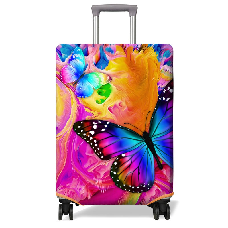 PtRug Travel Luggage Cover Suitcase Protector Fits 1832 Inch Wheel Covers PatternedTravel Related Items Flower Luggage Protector Elastic L - Image 2