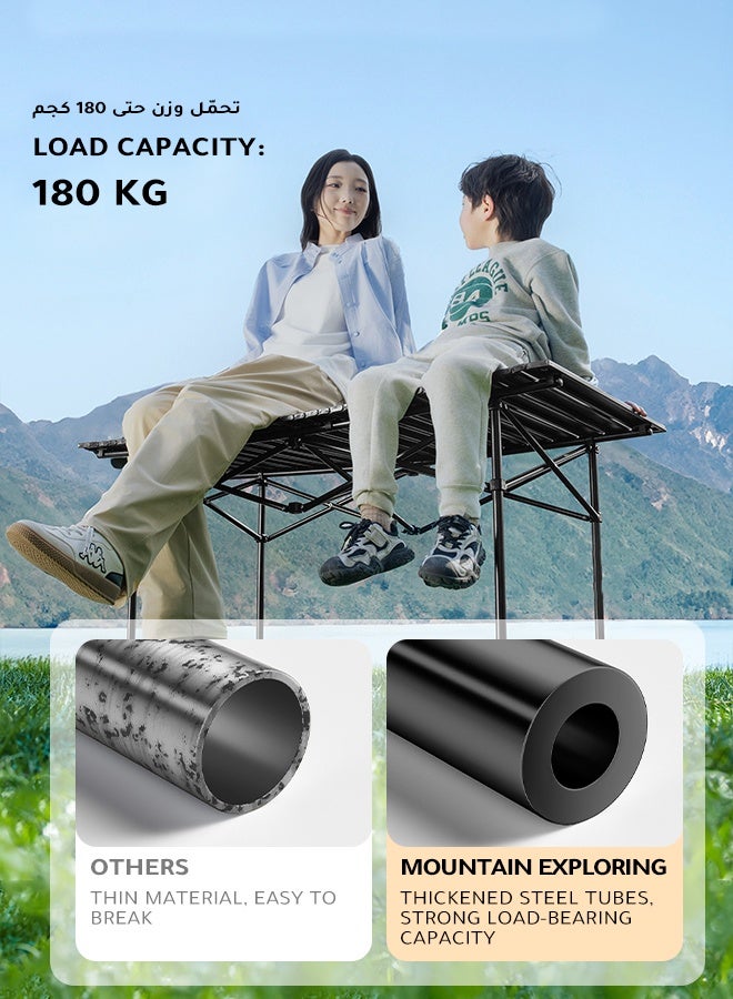 استكشاف الجبال طقم طاولة وكراسي قابلة للطي من 7 قطع للتخييم الخارجي مع حقيبة تخزين – قوي التحمل، سهل الحمل والتخزين، مناسب للنزهات العائلية والشواء - Image 4
