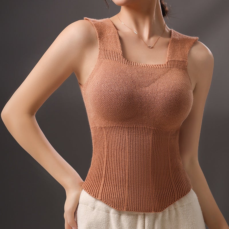 Wool Warm Vest Women Pad Caramel - Image 1