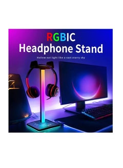 Excefore حامل سماعة رأس RGB مع منفذ شاحن USB، حامل سماعة رأس للألعاب على المكتب، حامل سماعة رأس على قاعدة لألعاب الطاولة على سطح المكتب، ملحقات سماعة الرأس  - Image 2