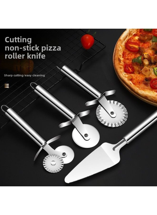Stainless Steel Pizza Hob Single And Double Wheel Roller Pizza Wiper Triangular Shovel Baking Utensils Pizza Burger Shop Special-Specifications:Toothed Single Wheel Lace Pizza Cutter - Image 4