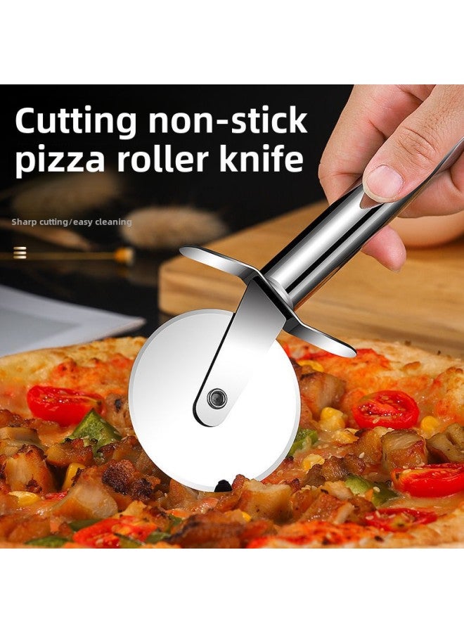 Stainless Steel Pizza Hob Single And Double Wheel Roller Pizza Wiper Triangular Shovel Baking Utensils Pizza Burger Shop Special-Specifications:Toothed Single Wheel Lace Pizza Cutter - Image 3