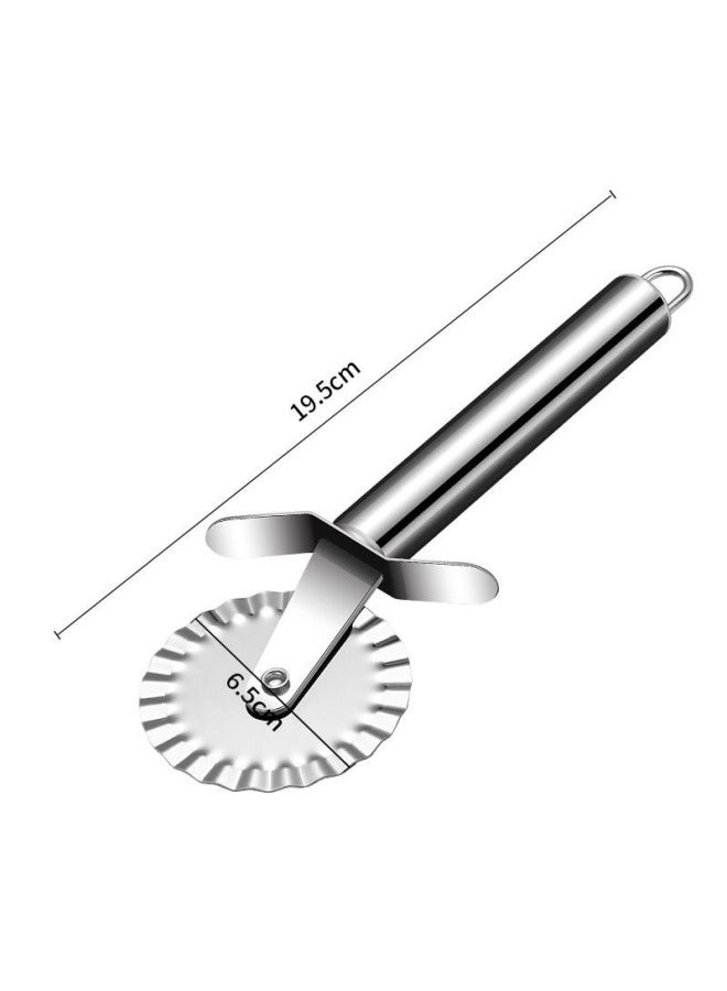 Stainless Steel Pizza Hob Single And Double Wheel Roller Pizza Wiper Triangular Shovel Baking Utensils Pizza Burger Shop Special-Specifications:Toothed Single Wheel Lace Pizza Cutter - Image 1