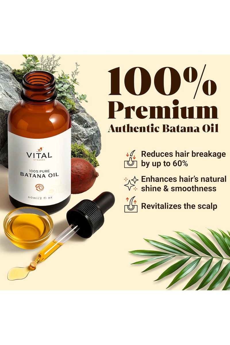 VITAL 100% Organic Batana Oil for Hair Growth - Strengthens Hair, Reduces Breakage, Enhances Shine - Raw and Pure, Non-Greasy - No Silicones, Sulfates, or Parabens - All Hair Types - 60ml - Image 2