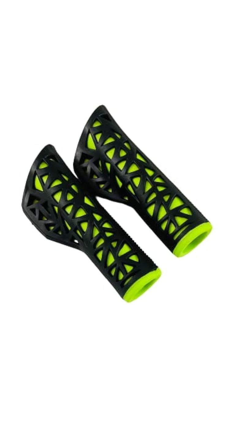 Shrenik Cycle Handle Grip 12.5cm Length Dual Soft Rubber Non Toxic Anti-Slip MTB/City Bicycle Bike (Black-Green) - Image 5