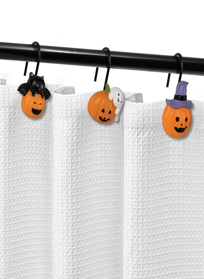 Sunlit Halloween Jack-O'-Lantern Shower Curtain Hooks, Home Decorative Ghost Shower Curtain Rings for Bathroom, Cat Shower Curtain Hangers Bathroom Accessories, Set of 12 - Image 4