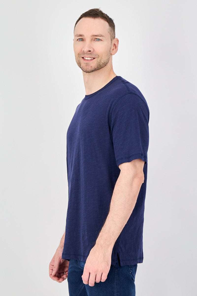 Palm Beach Men Crew Neck Short Sleeve Plain T-Shirt, Navy - Image 2