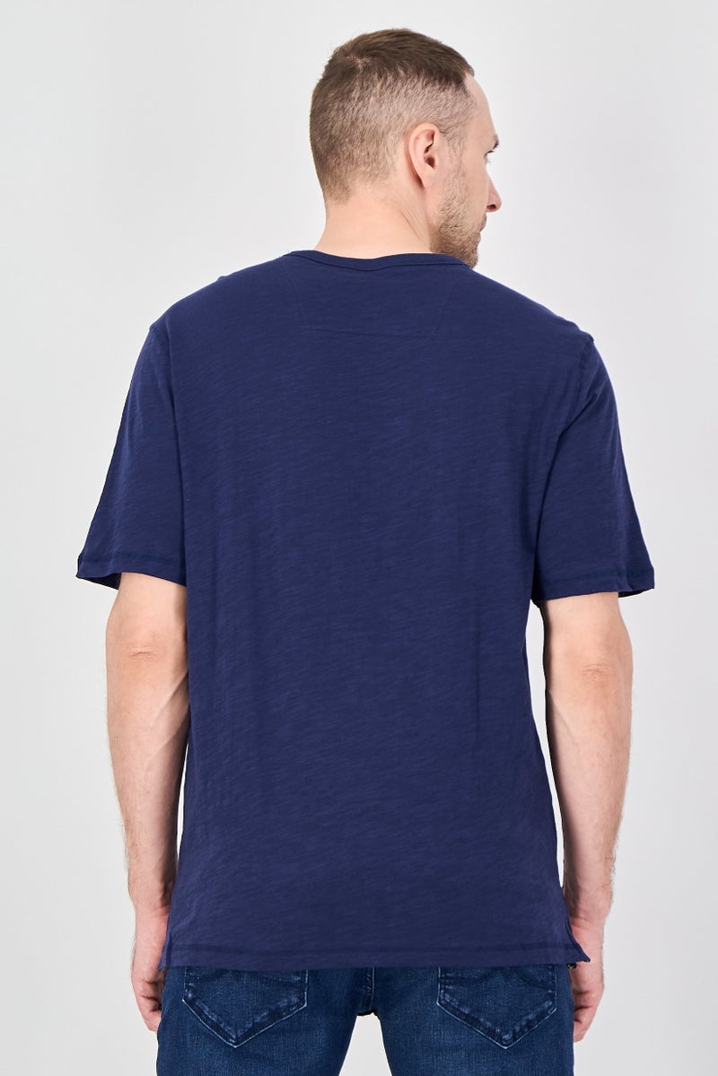 Palm Beach Men Crew Neck Short Sleeve Plain T-Shirt, Navy - Image 3