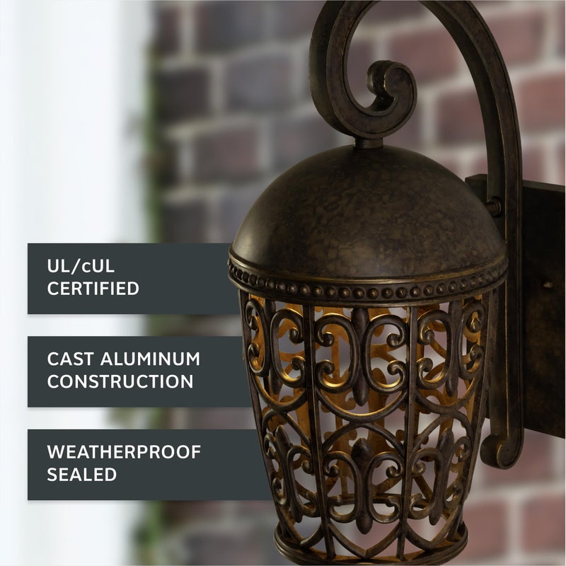 DESIGNERS FOUNTAIN Amherst 1-Light Outdoor Wall Lantern Sconce, Burnt Umber, 97591-BU - Image 3