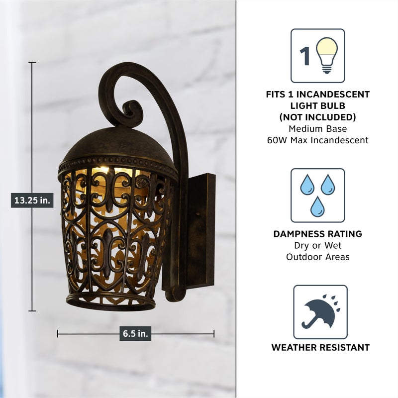 DESIGNERS FOUNTAIN Amherst 1-Light Outdoor Wall Lantern Sconce, Burnt Umber, 97591-BU - Image 4