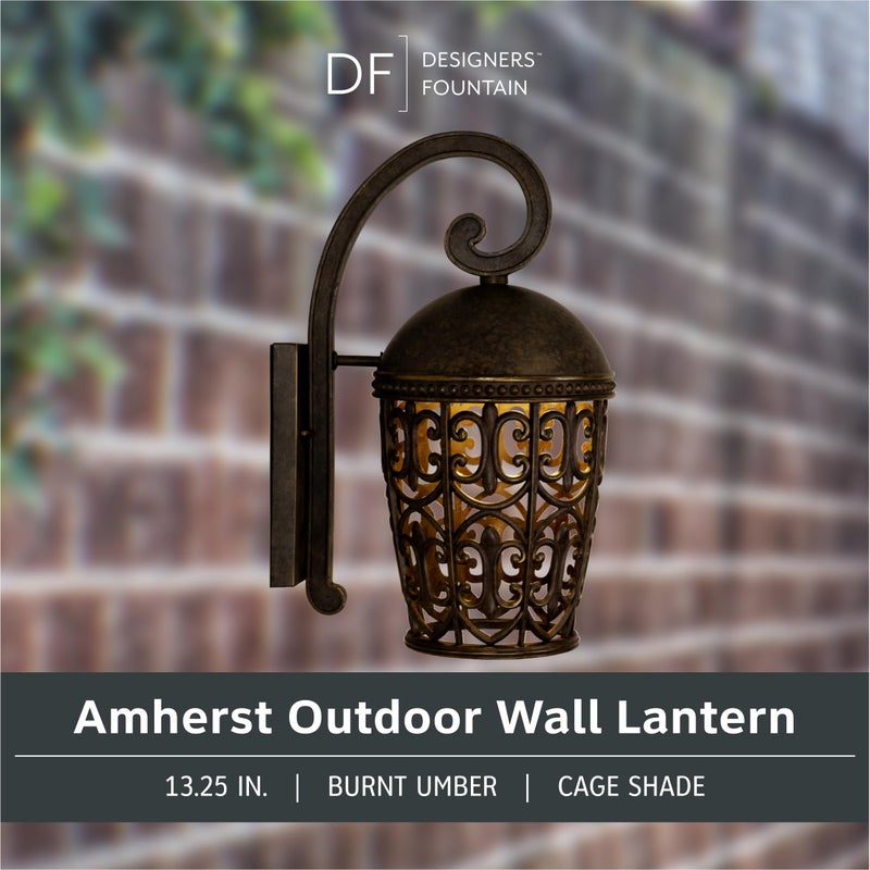 DESIGNERS FOUNTAIN Amherst 1-Light Outdoor Wall Lantern Sconce, Burnt Umber, 97591-BU - Image 2