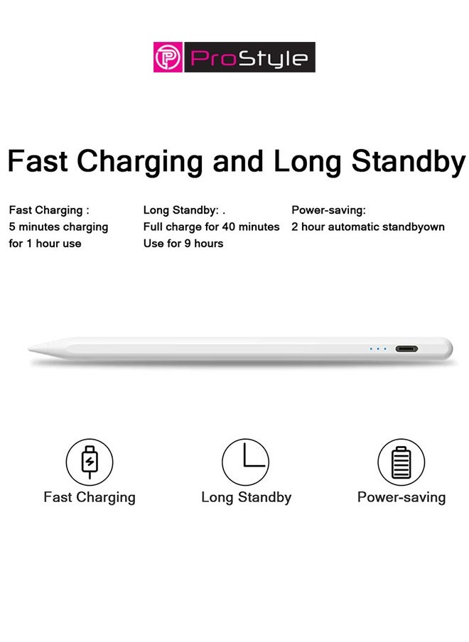 Prostyle - Universal Stylus Pen for Touchscreens – Compatible with iOS & Android Devices, including iPad, iPhone, Laptops, Samsung Phones & Tablets – Ideal for Drawing & Handwriting - White - Image 1