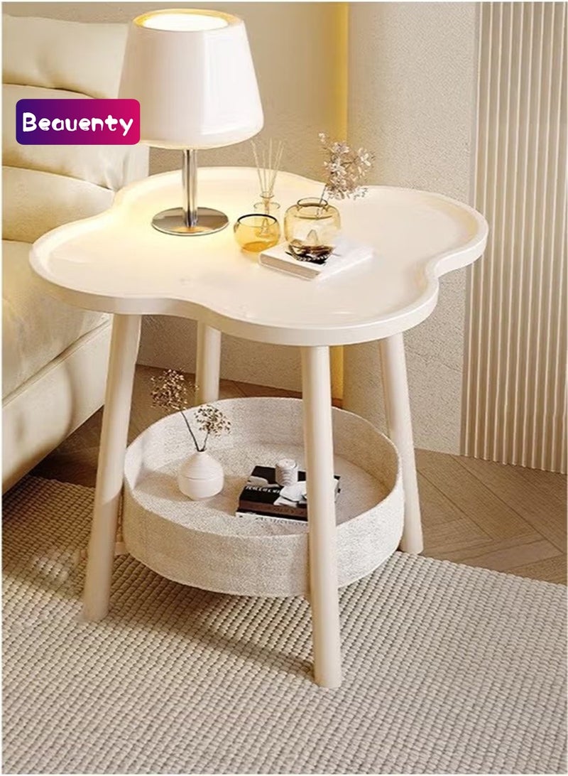 Beauenty 40x50cm Side Table for Living Room, Nordic style luxury living room coffee end table, End Table with Storage Double-Layer Storage, Waterproof and Scratch-Proof, Strong Load-Bearing - Image 1
