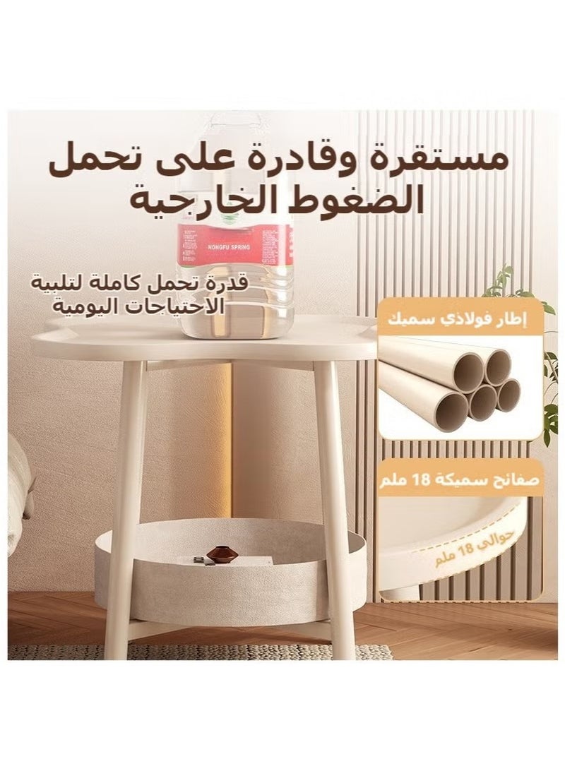 Beauenty 40x50cm Side Table for Living Room, Nordic style luxury living room coffee end table, End Table with Storage Double-Layer Storage, Waterproof and Scratch-Proof, Strong Load-Bearing - Image 2