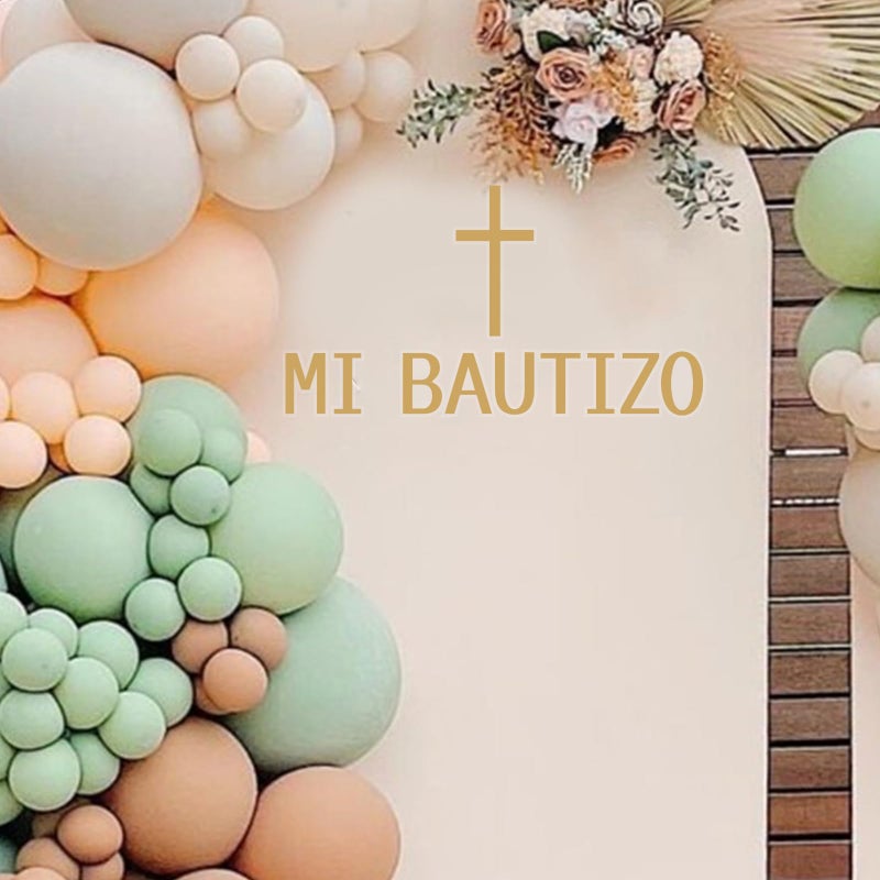 Ramciyo Mi Bautizo Decal Sign - Baptism Party Decorations Mi Bautizo Backdrop Sign, God Bless Christening Confirmation Religious First Holy Communion Party Backdrop Sign - Image 1