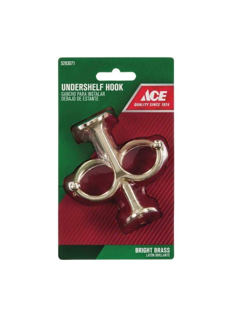 ACE Brass Undershelf Long Arm Garment Hook 8.89 Cm 2 Piece