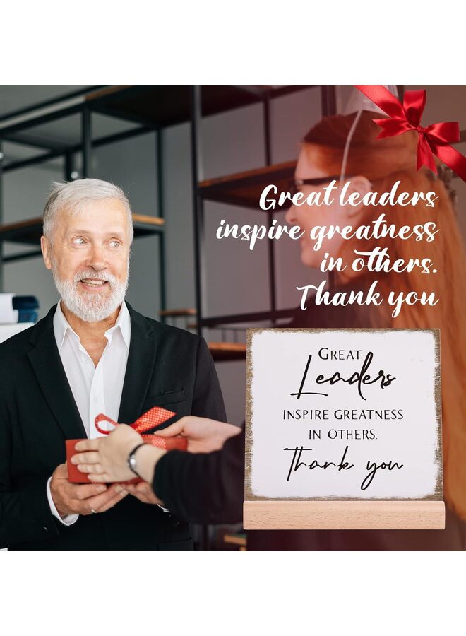 LAMAY Leader Gifts for Men Women, Thank You Gifts for Boss Great Leaders Supervisor, Appreciation Plaque Present for Boss Day Retirement Leaving,Leaders Signs with Wooden Stand (Size : 1) - Image 5