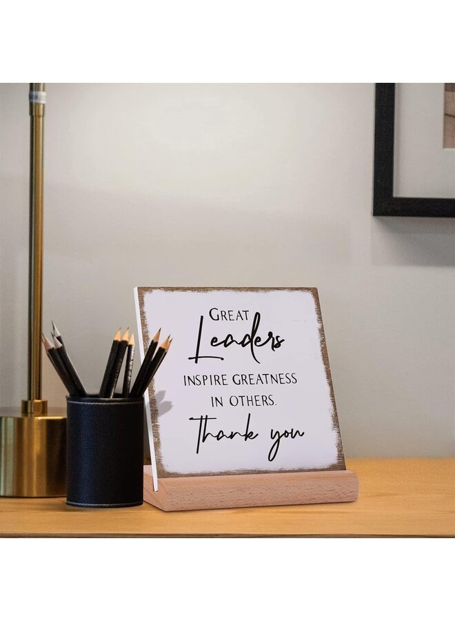 LAMAY Leader Gifts for Men Women, Thank You Gifts for Boss Great Leaders Supervisor, Appreciation Plaque Present for Boss Day Retirement Leaving,Leaders Signs with Wooden Stand (Size : 1) - Image 3