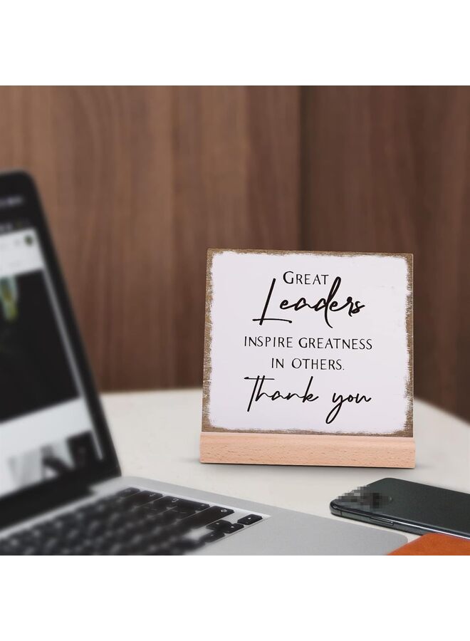 LAMAY Leader Gifts for Men Women, Thank You Gifts for Boss Great Leaders Supervisor, Appreciation Plaque Present for Boss Day Retirement Leaving,Leaders Signs with Wooden Stand (Size : 1) - Image 4