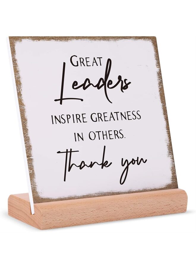 LAMAY Leader Gifts for Men Women, Thank You Gifts for Boss Great Leaders Supervisor, Appreciation Plaque Present for Boss Day Retirement Leaving,Leaders Signs with Wooden Stand (Size : 1) - Image 1