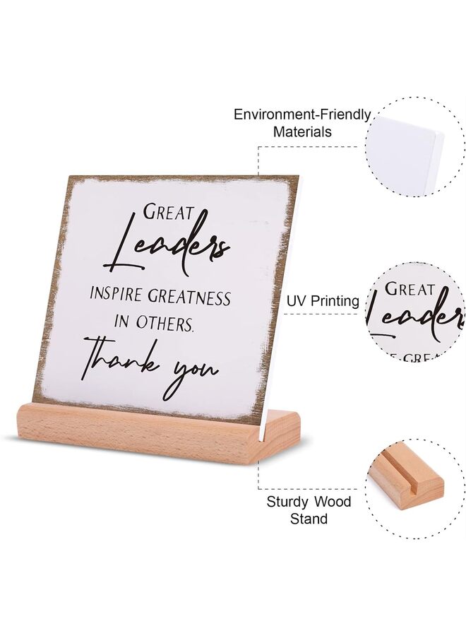 LAMAY Leader Gifts for Men Women, Thank You Gifts for Boss Great Leaders Supervisor, Appreciation Plaque Present for Boss Day Retirement Leaving,Leaders Signs with Wooden Stand (Size : 1) - Image 2
