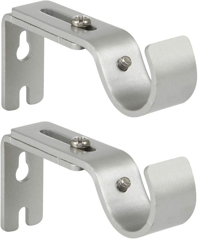 HEAVY DUTY ADJUSTABLE CURTAIN ROD BRACKETS HOLDERS FOR 34 OR 58 INCH ROD 2 PCS SILVER