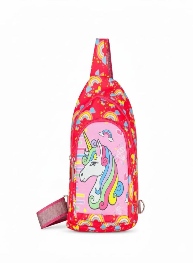 Kizzi Unicorn Print Colourful Cross body Bags for Girls Kids School, Picnic, Return Gifts - Image 1
