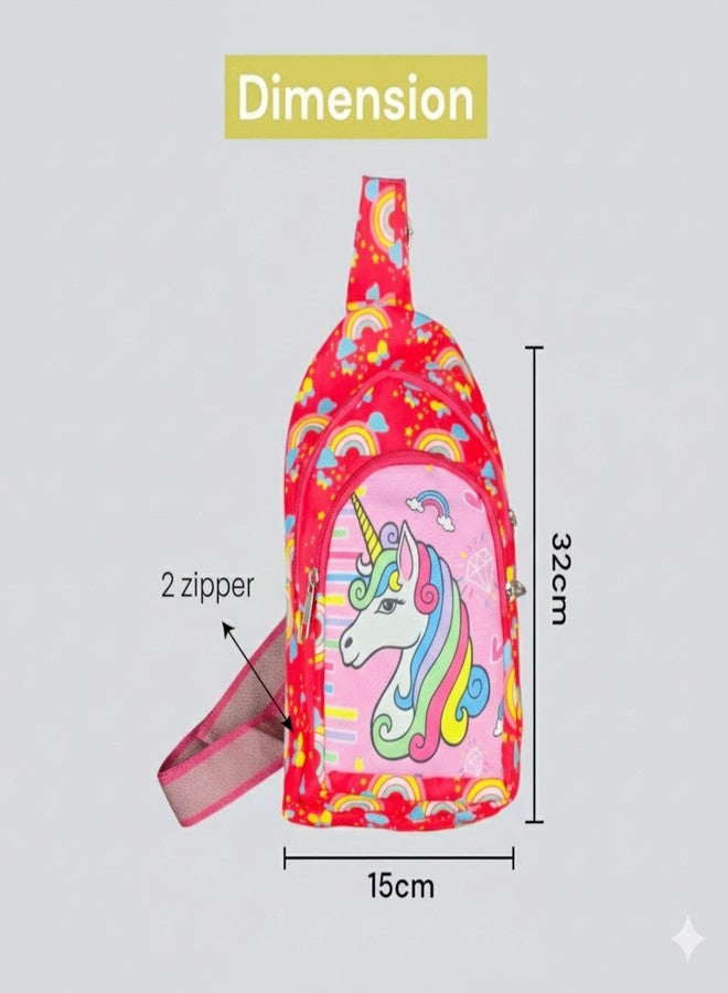 Kizzi Unicorn Print Colourful Cross body Bags for Girls Kids School, Picnic, Return Gifts - Image 3