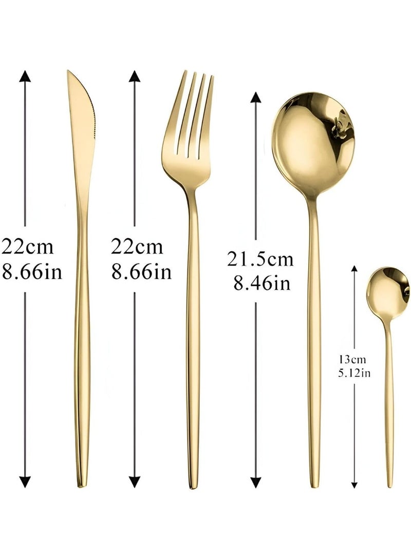 24-Piece Gold Stainless Steel Flatware Set – Spoons, Forks, and Knives for 6 – Elegant Gift Box - Image 4