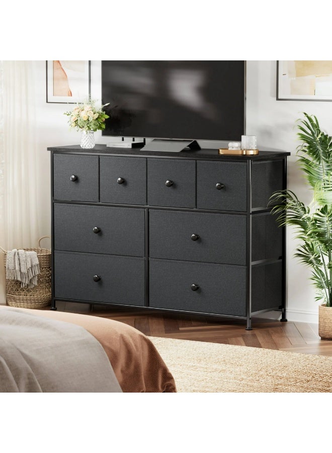 هيكسدريم خزانة ملابس بثمانية أدراج لغرفة النوم، خزانة أدراج، صندوق تخزين قماشي أسود - Image 1