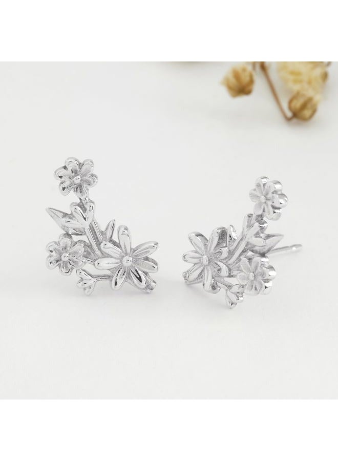 Boma Jewelry Sterling Silver Flower Bouquet Crawler Stud Earrings for Women, Metal - Image 3