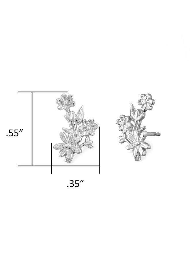 Boma Jewelry Sterling Silver Flower Bouquet Crawler Stud Earrings for Women, Metal - Image 4