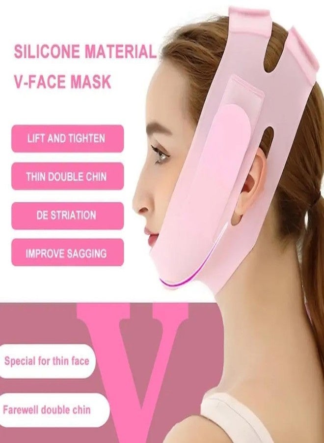 AMOAMI Silicone V Face Mask Face Lift Up Belt Facial Slimming Bandage Mask Cheek,Chin,Neck Slimming Thin Belt Face Slim Lift Band Mask Double Chin Reducer for Women and Men Tightening Skin (V-Line Mask) - Image 2