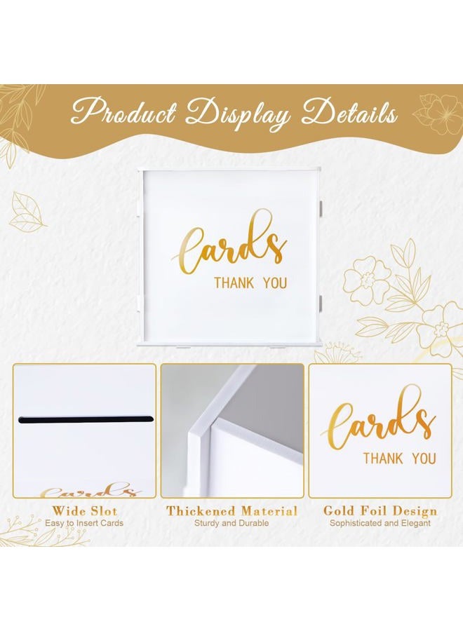 CYAOOI White Heart-Shaped PVC Wedding Card Box, 10 x 10 x 6.5 inches, Holds 200 Cards, Gold Print 'Cards' Letters, Customizable, Perfect for Wedding, Party, Birthday, Graduation, Baby Shower - Image 3