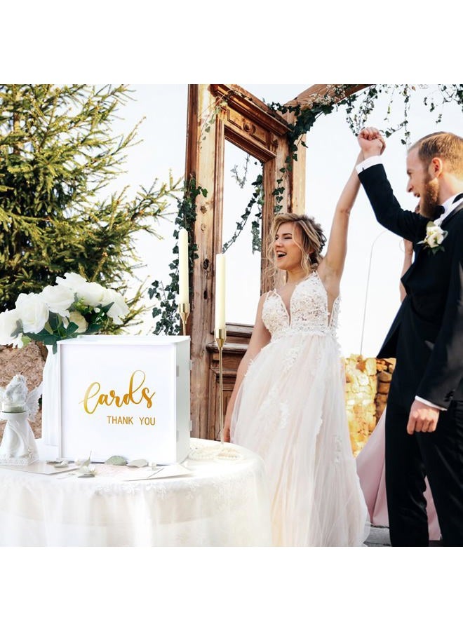 CYAOOI White Heart-Shaped PVC Wedding Card Box, 10 x 10 x 6.5 inches, Holds 200 Cards, Gold Print 'Cards' Letters, Customizable, Perfect for Wedding, Party, Birthday, Graduation, Baby Shower - Image 5