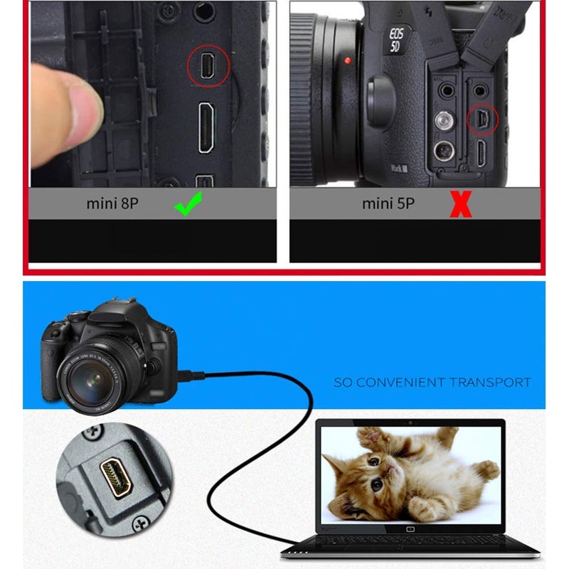 Toeasor كابل USB بديل UC-E6 UC-E23 UC-E17 لنقل الصور متوافق مع كاميرا نيكون الرقمية SLR DSLR D3200 D3300 D750 D5300 D7200 Coolpix L340 L32 A10 P520 P510 P500 S9200 S6300 والمزيد (3.3 قدم) - Image 4