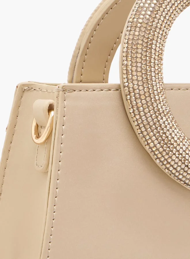Flora Bella By Shoexpress Women's Embellished Sling Bag with Chain Strap and Magnetic Button Closure