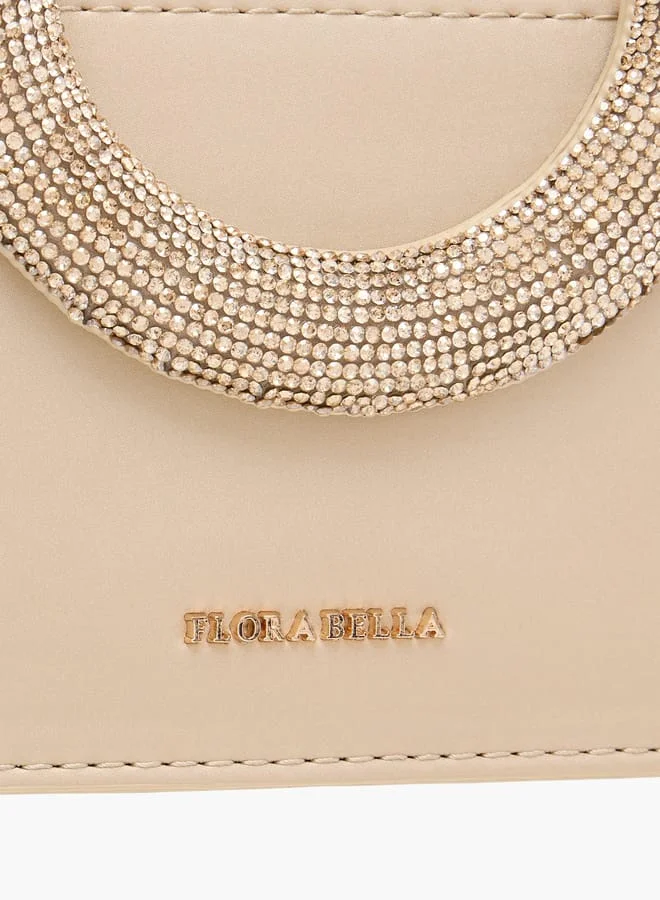 Flora Bella By Shoexpress Women's Embellished Sling Bag with Chain Strap and Magnetic Button Closure
