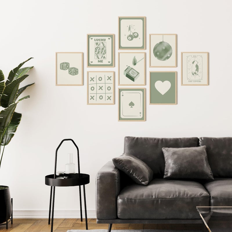 97 Decor 97 Decor Green Lucky Poster - Playing Card Wall Art  Poker Room Decor  Green Trendy Wall Art  Funky Posters Aesthetic Pictures  Retro Ace Prints Queen of Hearts Decor for Bedroom (8x10 UNFRAMED)  - Image 5