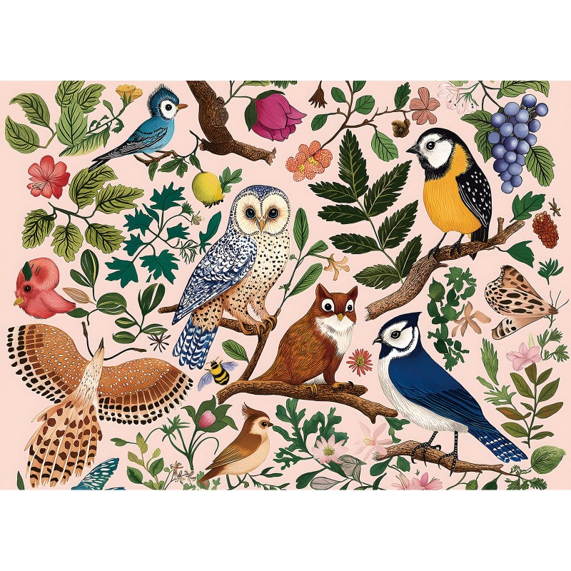 MINIWAN 500 Pieces Puzzles for Adults Forest Birds Jigsaw Puzzles 500 Pieces Difficult Fun Owl and Floral Unique Beautiful Birds Flowers Family Puzzle Challenging Games Gift for Adults 21x15 - Image 3