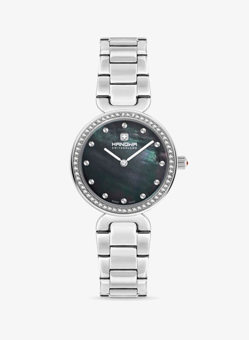 Hanowa Melide Black Mother-of-pearl Dial Silver Stainless Steel Bracelet Analog Watch for Women 31mm - Image 1