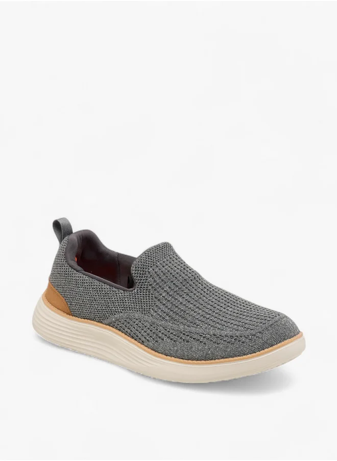لو كونفورت Men Textured Slip-on Loafers with Pull Tab