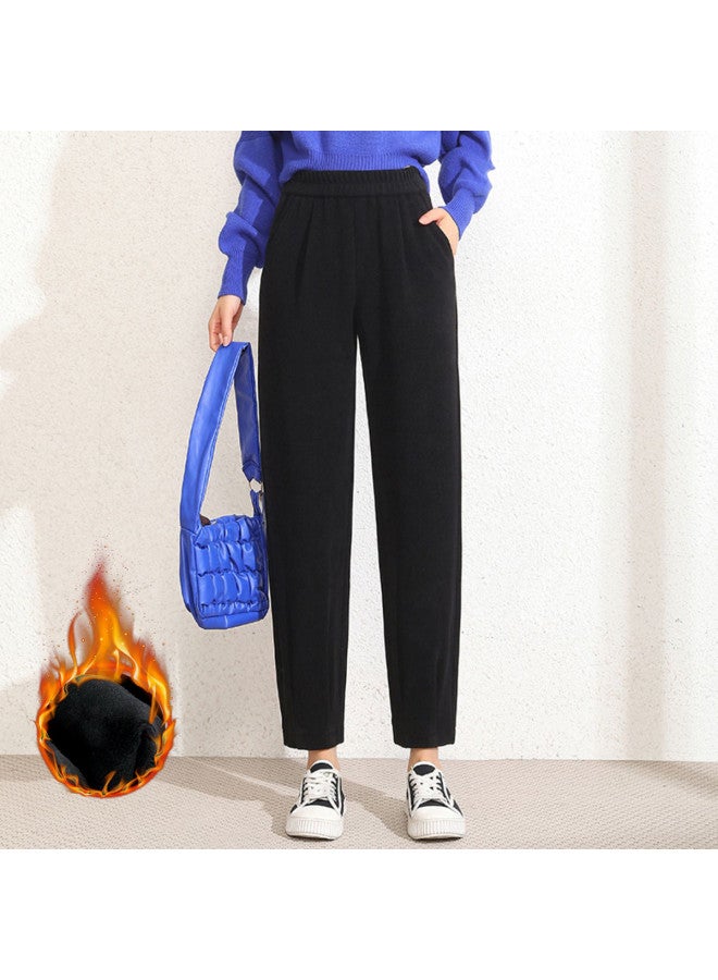 XINYANG Corduroy Pants For Women - High Waist Slimming Carrot Pants With Cuffed Hem, Fleece-lined Winter Casual Trousers - Image 3